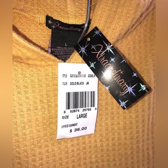 KIDS Xtraordinary (L) 2 Piece Gold Yellow Hooded Flowered Top With Blue … - Picture 4 of 4